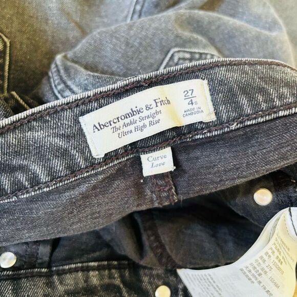 Abercrombie & Fitch Ankle Straight Ultra High Rise – Black Distressed, Sz 27 - Picture 4 of 4